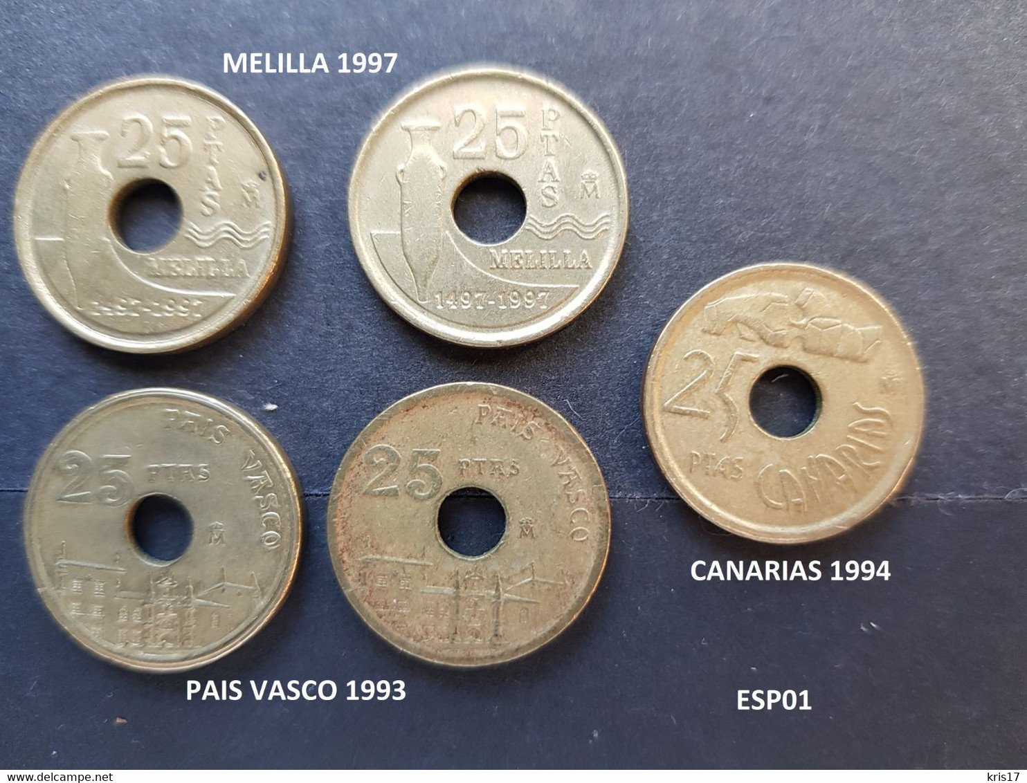 (pi) (ESP01) Pièces ESPAGNE 1993-94-97 CANARIAS MELILLA PAIS VASCO PAYS BASQUE - 25 Pesetas