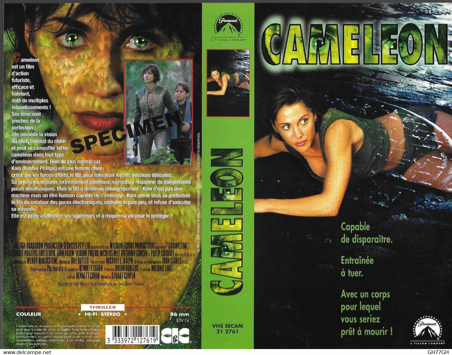 "CAMELEON" -jaquette SPECIMEN Originale CIC VIDEO -chameleon - Action & Abenteuer