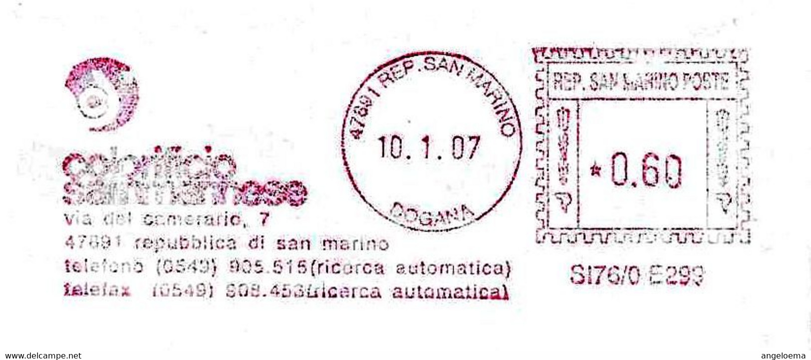 SAN MARINO - 2007 COLORIFICIO SAMMARINESE - Ema Affrancatura Meccanica Rossa Red Meter Su Busta Viaggiata - 2018 - Covers & Documents