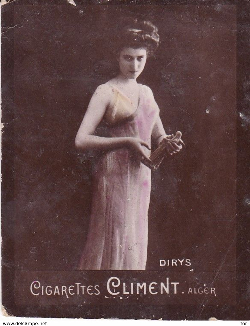 Chromo : Cigarettes : CLIMENT - Alger : Dirys : Femme : Colorisée : 6,5cm X 5cm - Climent