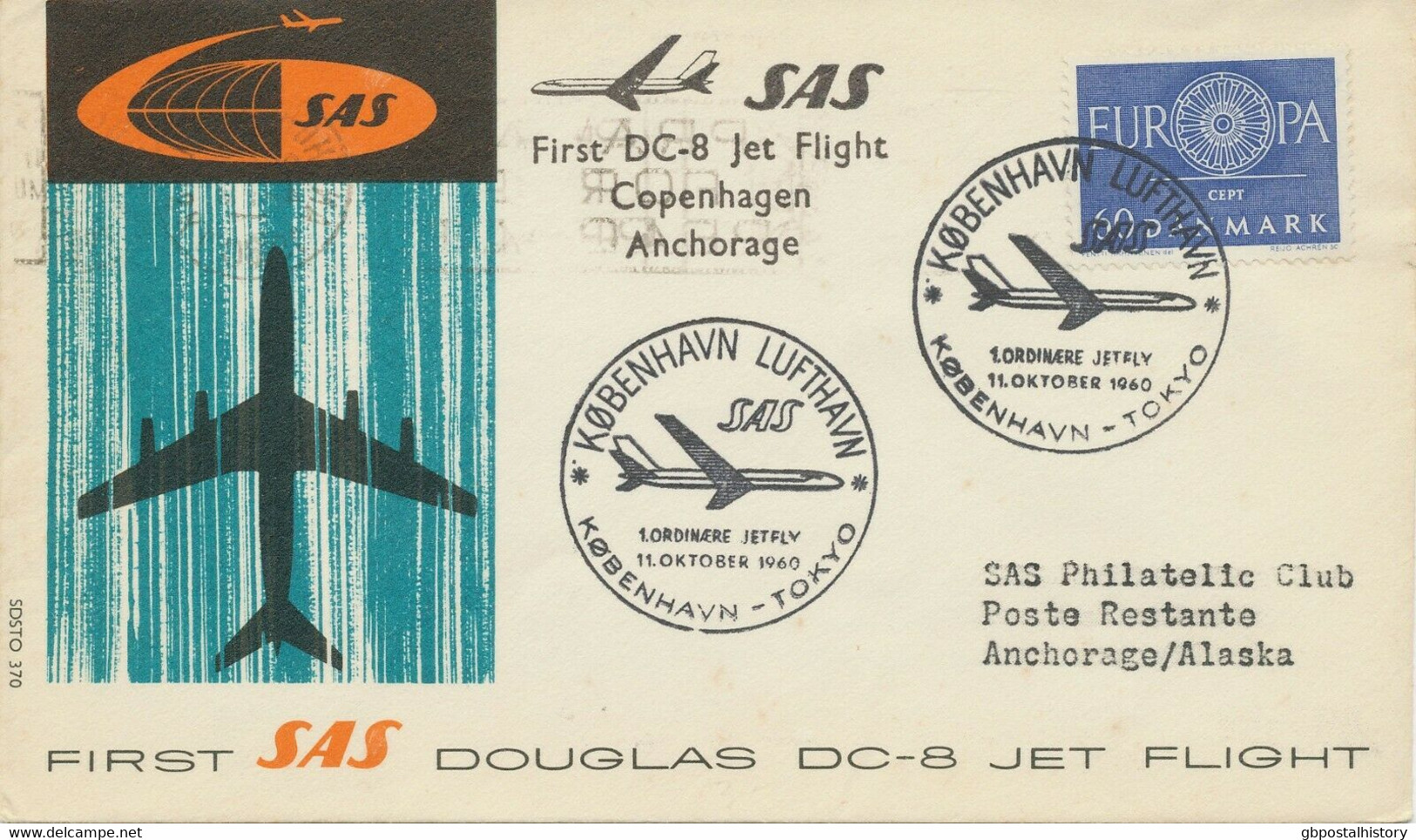 DÄNEMARK 1960 Pra.-Erstflug Der SAS M. Douglas DC-8 Jet "KOPENHAGEN - ANCHORAGE" - Poste Aérienne