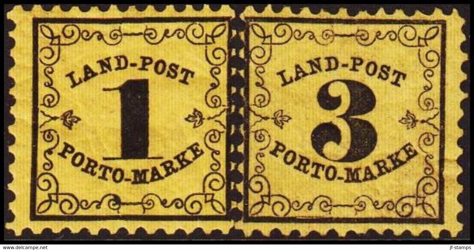 __1862. BADEN. __ LAND-POST 1 + 3 Kr. Hinged. () - JF415312 - Ungebraucht