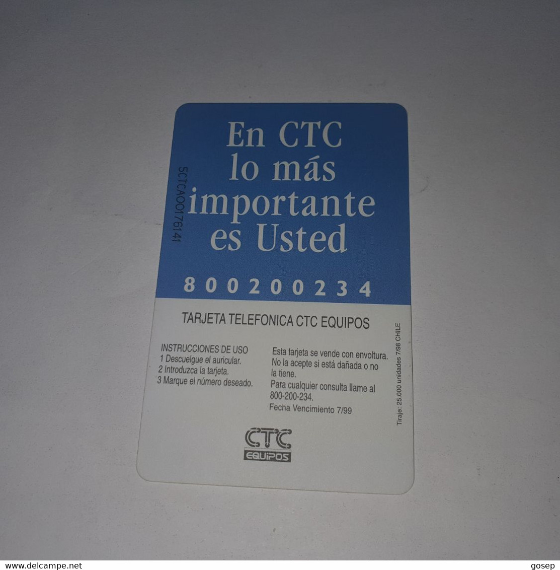 Chile-(cl-ctc-049)-angelmo2-(105)-($5.000)-(5CTCA00176141)-(7/1998)-(25.000)-used Card+1card Prepiad Free - Chile