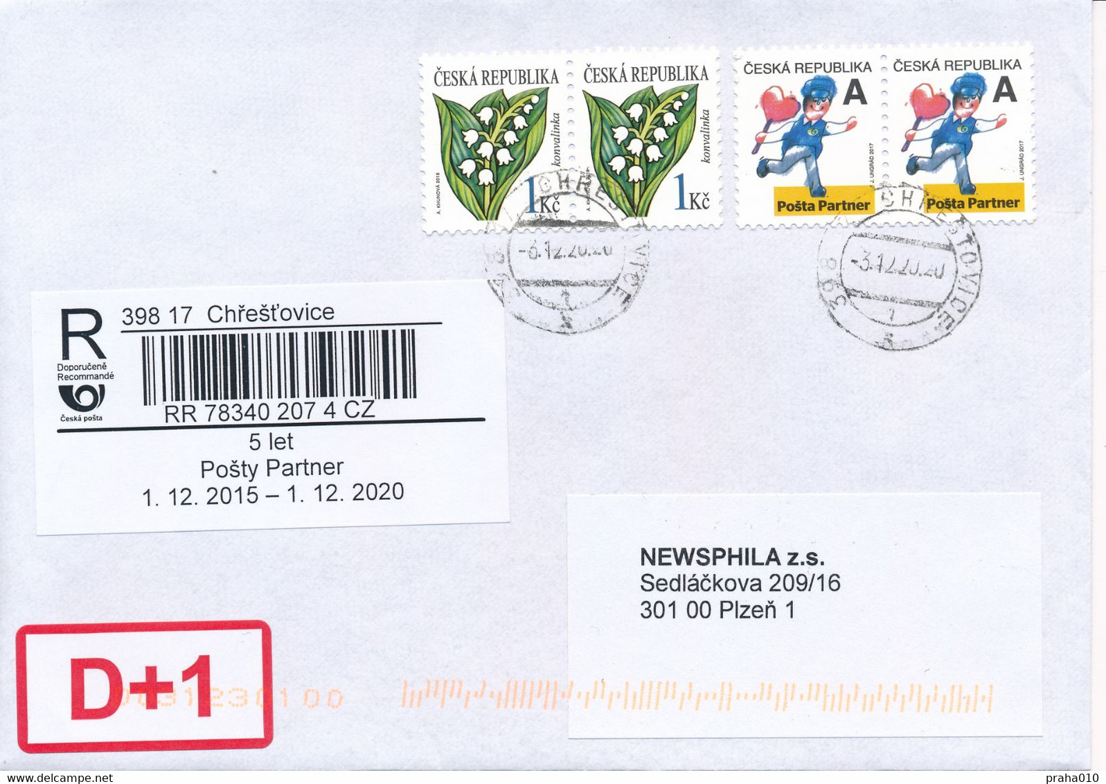 Czech Rep. / Comm. R-label (2020/65) Chrestovice: 5 Years Of The Partner Post Office (2015-2020) (X0119) - Brieven En Documenten