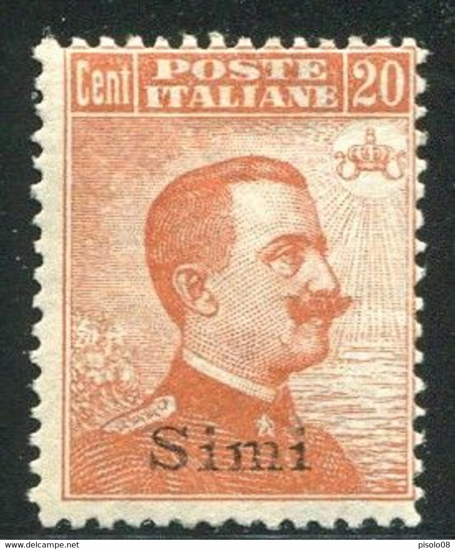 EGEO SIMI 1921-22 20 CENTESIMI FILIGRANA CORONA  ** MNH - Ägäis (Simi)