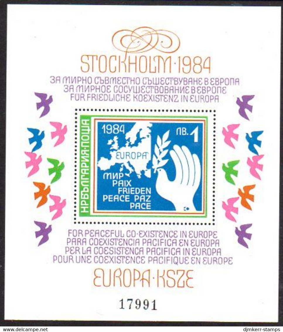 BULGARIA 1984 European Security And Disarmament Conference Block   MNH / **. .  Michel Block 139 - Unused Stamps