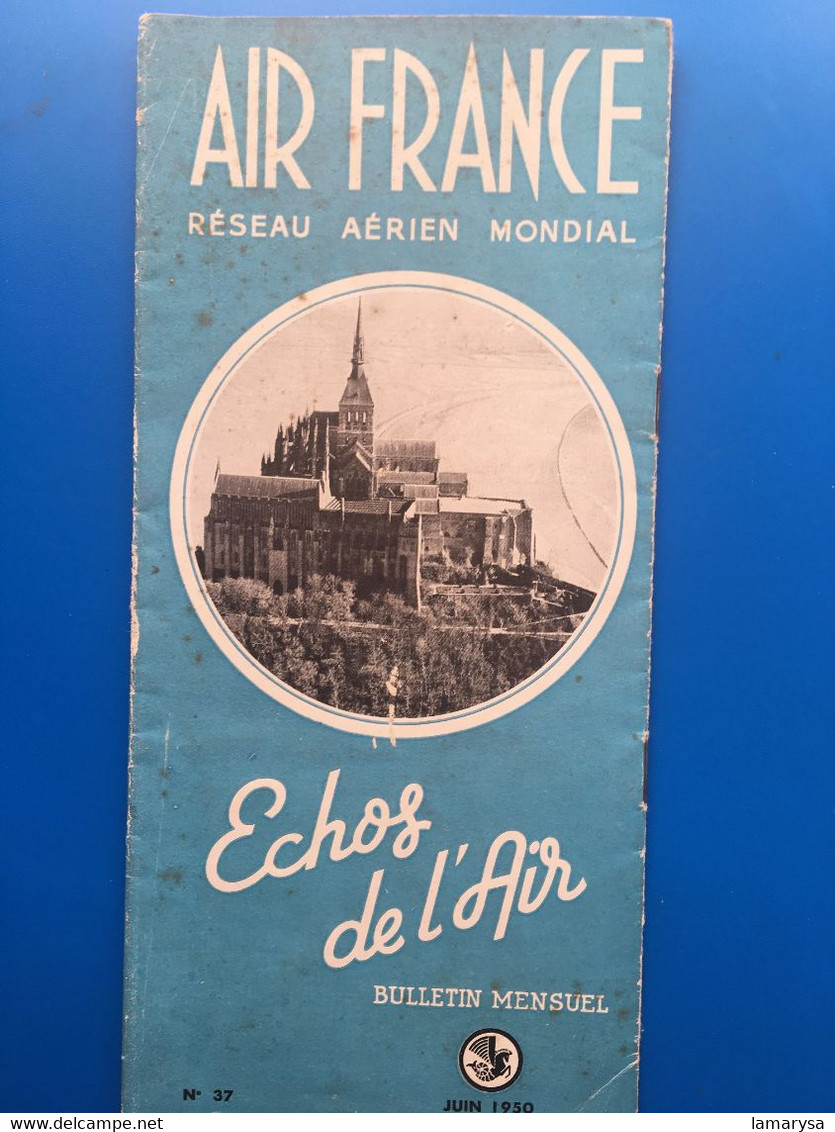 AIR FRANCE⭐-☛1950 Tourisme-Transport Avion Réseau Aérien Mondial-Aviation Civile-Bulletin-Voyages-Dépliant Touristique - Advertisements
