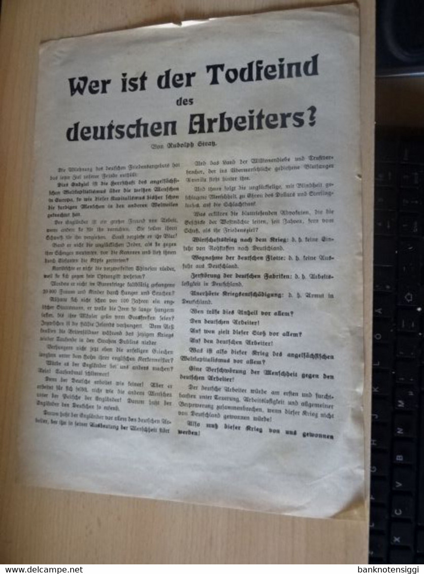 3 x Alte Originale Flugblatt 1 Weltkrieg