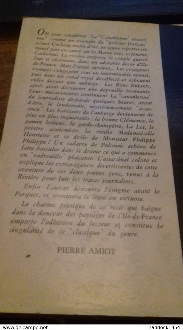 La Canadienne Assassinée ARMAND LANOUX Pierre Amiot 1956 - Amiot-Dumont