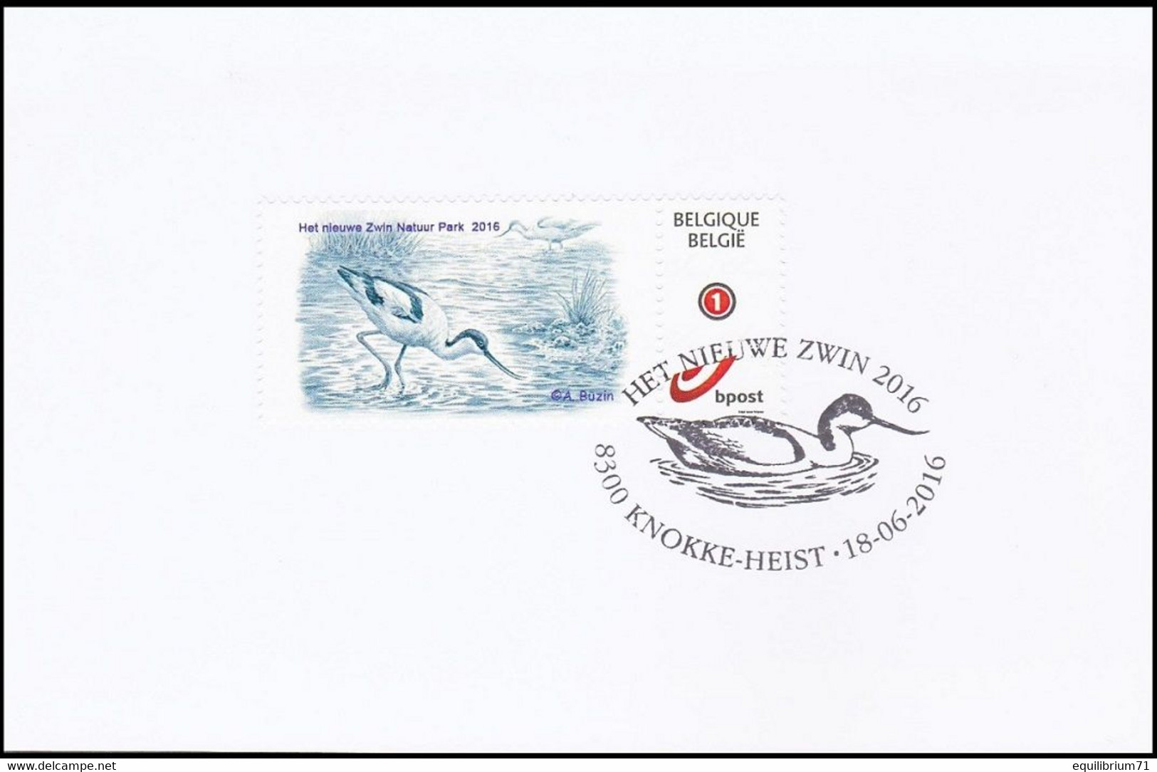 DUOSTAMP/MYSTAMP** - FDC -  Avocette élégante / Kluut / Avocet / Recurvirostra Avosetta - Zwin - BUZIN - Covers & Documents