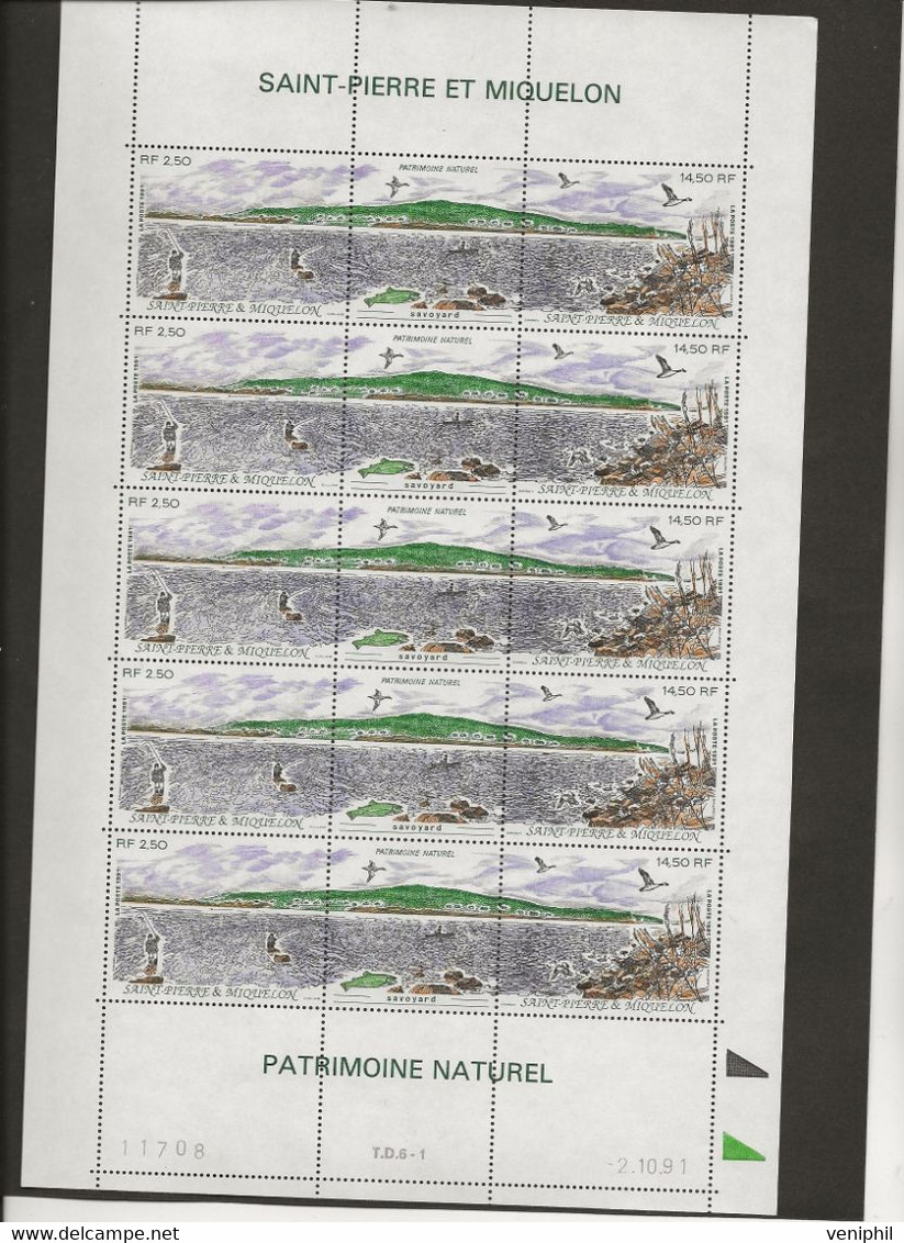 ST PIERRE ET MIQUELON - N° 549 A FEUILLE DE 5 TRITRYQUES NEUF XX - COIN DATE -ANNEE 1991-COTE : 46 € - Nuovi