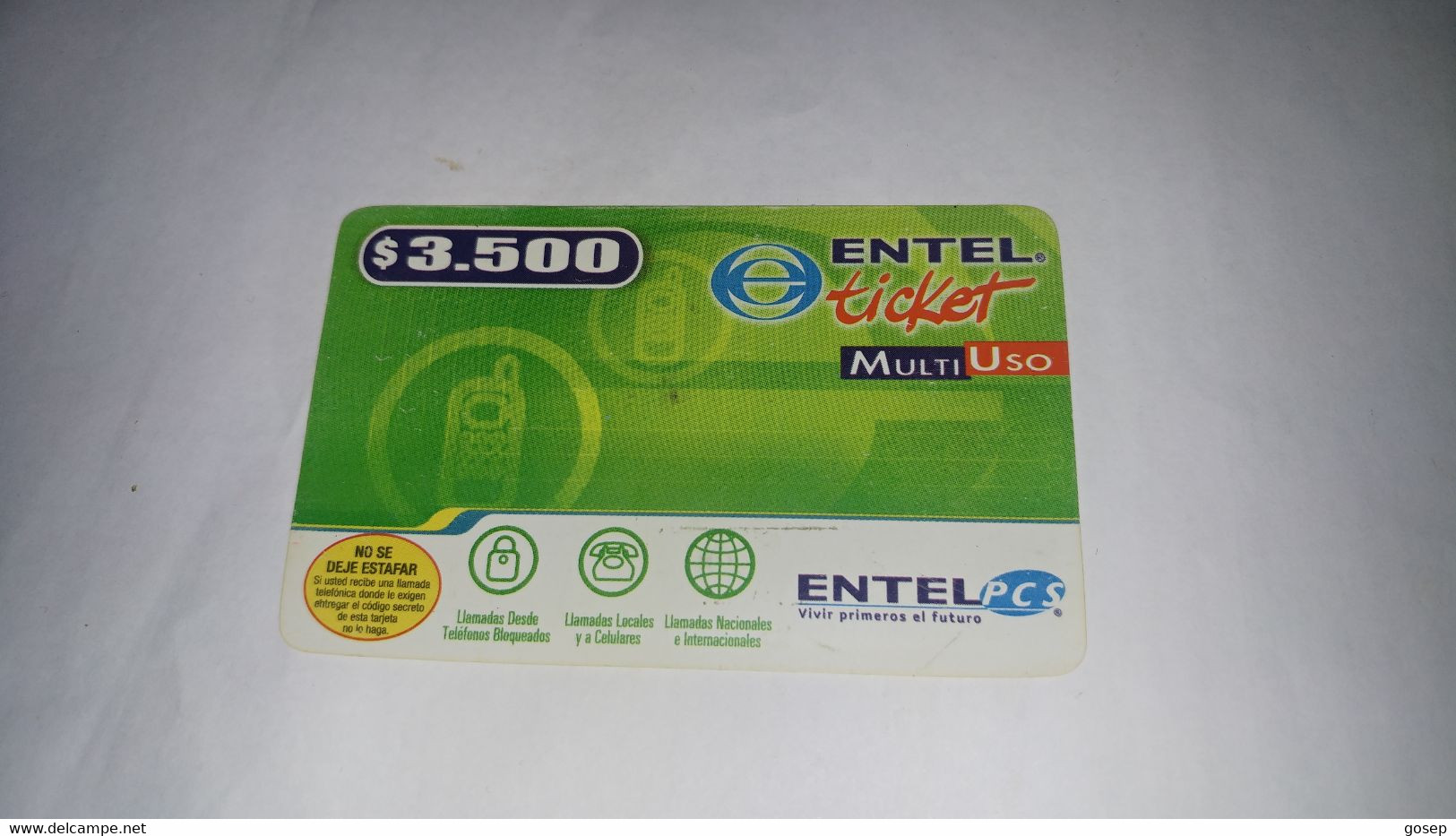 Chile-entel Ticket-multi(176)-($3.500)-(629-946-821-848)-(30/9/2006)-(look Outside)-used Card+1card Prepiad Free - Chile