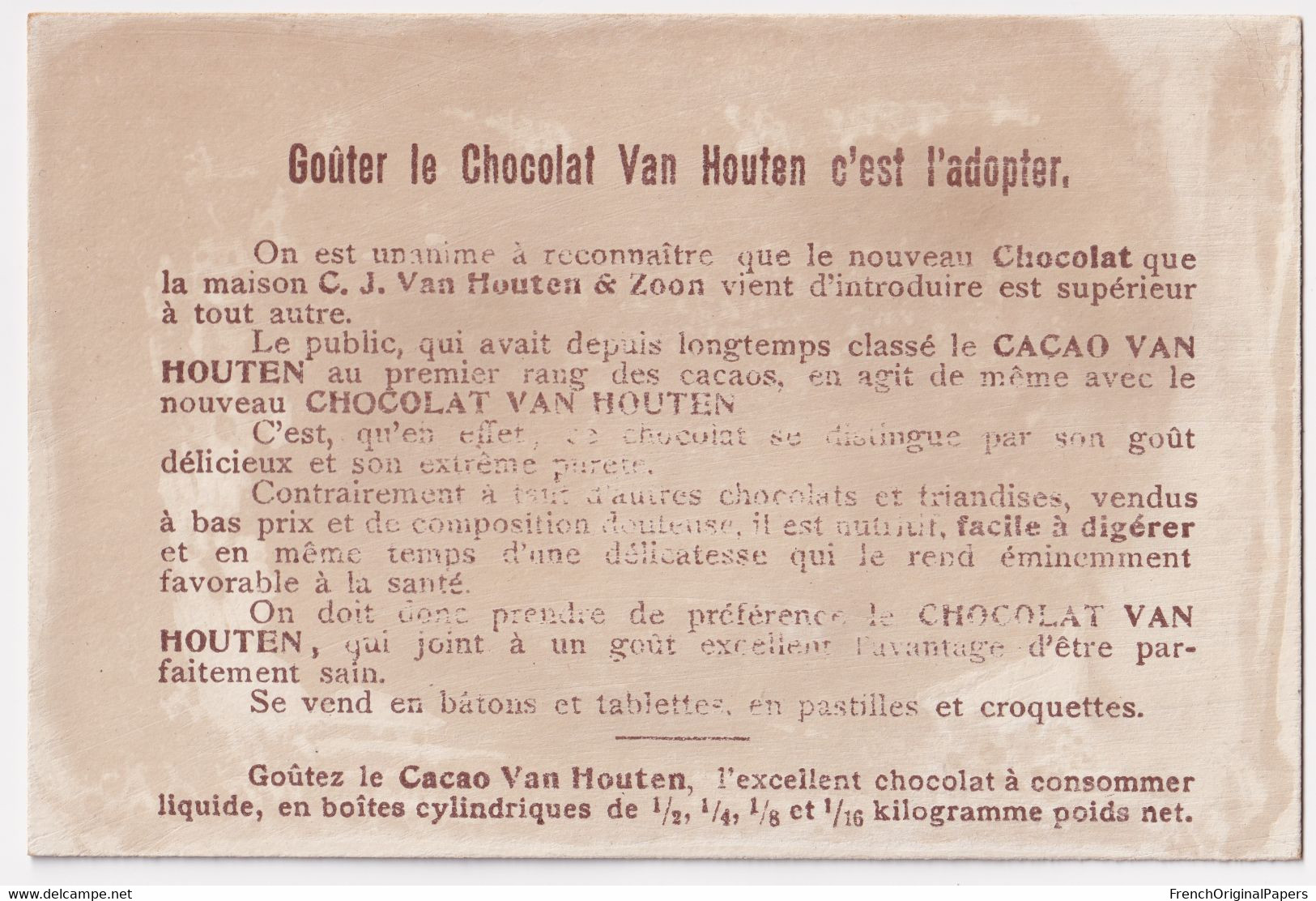 Jolie Chromo 1900s Chocolat Van Houten Détroit De Messine Italie Sicile Messina Sicilia Voilier Pêche Mer Bateau A44-39 - Van Houten