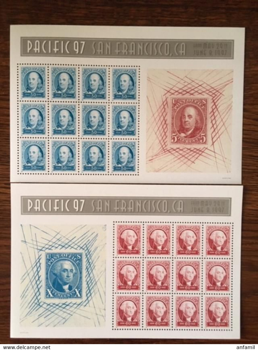 USA, 1997, Scott# 3139a-3140a, Pacific 97 Stamp Expo, Postal History, S/S, MNH - George Washington