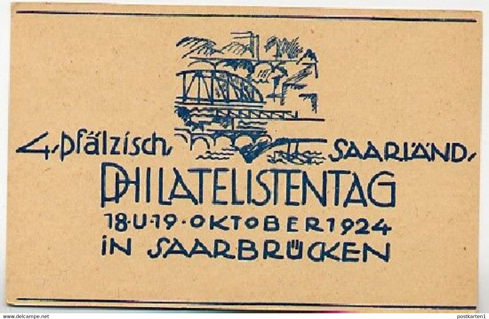 SAARGEBIET P15  Postkarte ZUDRUCK PHILATELISTENTAG Sost.1924  Kat. 50,00 € - Postal Stationery