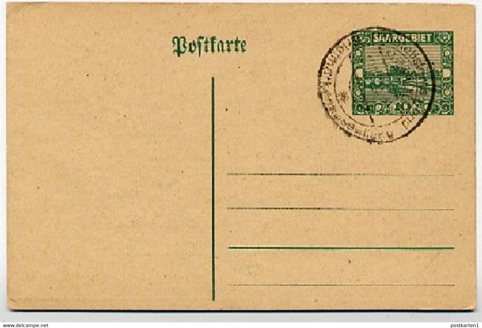 SAARGEBIET P15  Postkarte ZUDRUCK PHILATELISTENTAG Sost.1924  Kat. 50,00 € - Entiers Postaux