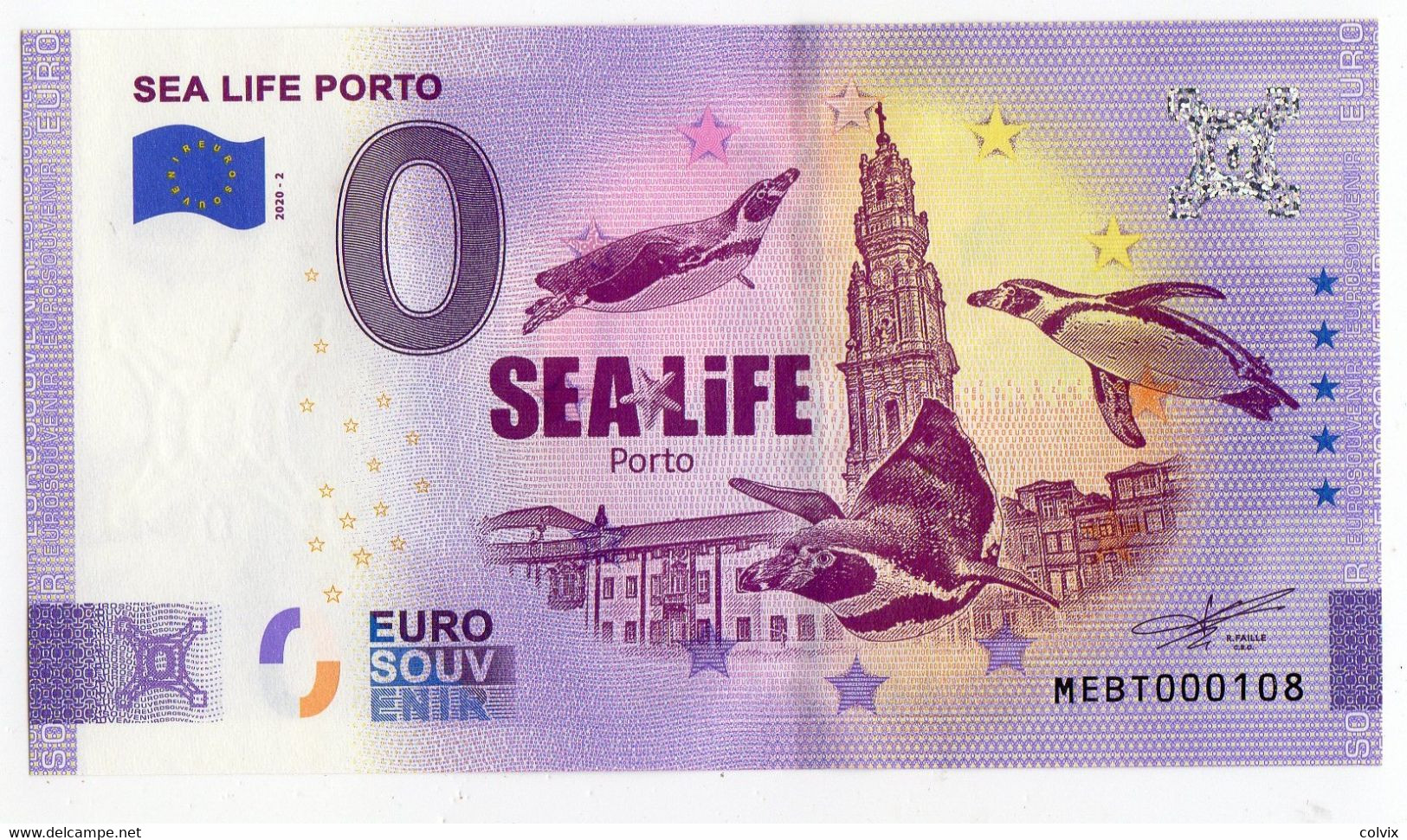 2020-2 BILLET TOURISTIQUE PORTUGAL 0 EURO SOUVENIR N°MEBT000108 SEA LIFE PORTO - Private Proofs / Unofficial