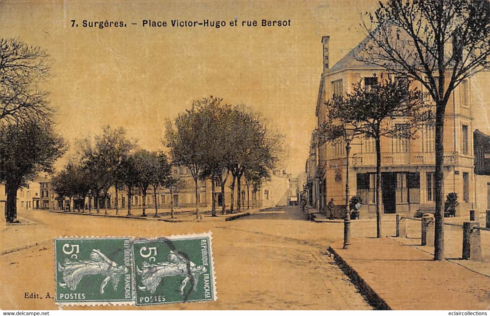 Surgères          17        Place Victor-Hugo Et Rue Berso.. Colorisée Et Toilée    N°7          (voir Scan) - Surgères