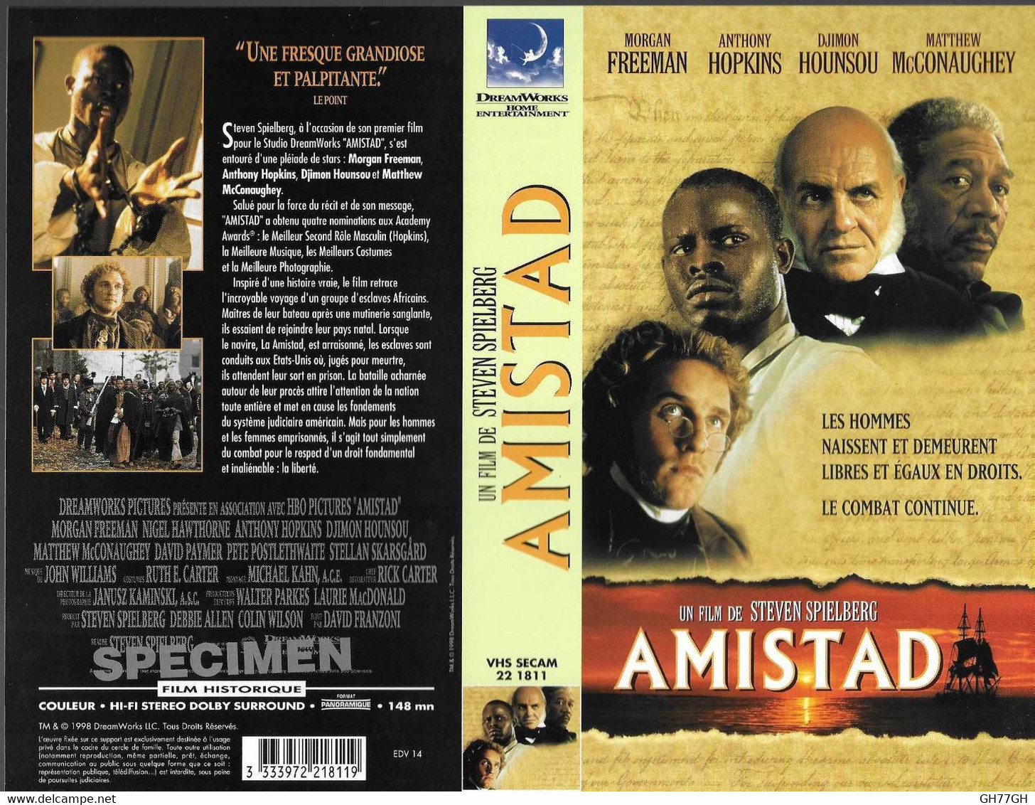 "AMISTAD" -jaquette SPECIMEN Originale VHS SECAM - Action & Abenteuer