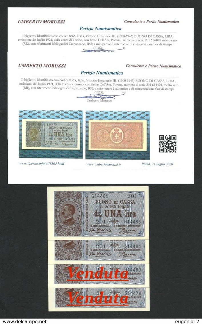 ITALY / ITALIA Lire 1 FDS Ass/gem UNC VITTORIO EMANUELE Decr. 10-07-1921 RRRRR 5 !!! - Italië – 1 Lira