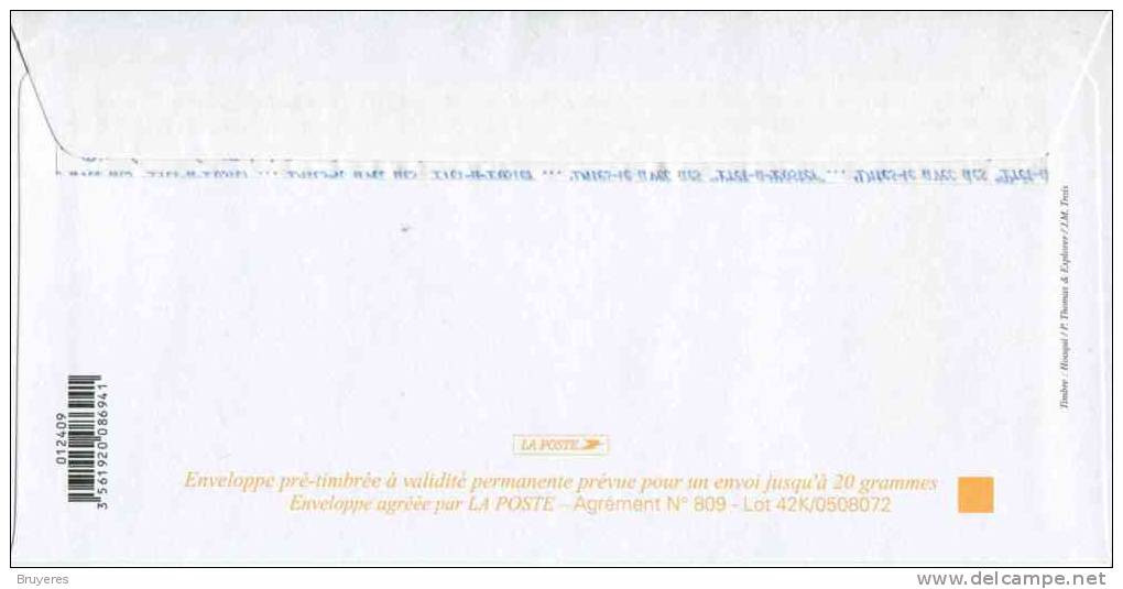 PAP** De 2005 Précasé Avec Timbre "CABINE DE BAIN" Sur Papier Ordinaire Blanc, épais Et Repiquage "DUNKERQUE - BEFFROI" - Prêts-à-poster:  Autres (1995-...)