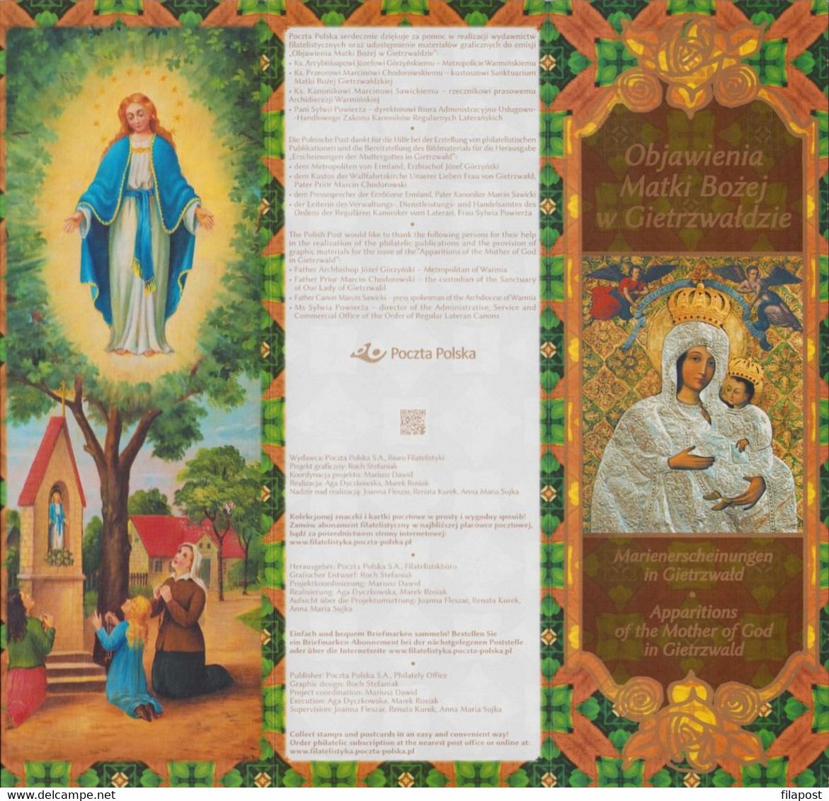 POLAND 2019 Souvenir Booklet - Apparitions Of The Mother Of God In Gietrzwald, Marian Sanctuary, Chapel, Stamp MNH** FV - Carnets