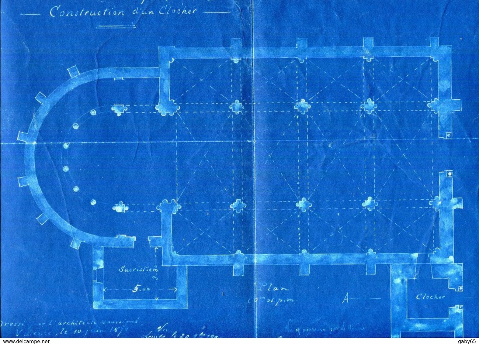 07.ARDECHE.COMMUNE DE LEMPS.2 PLANS POUR LA CONSTRUCTION D'UN CLOCHER1871-1892 - Arquitectura