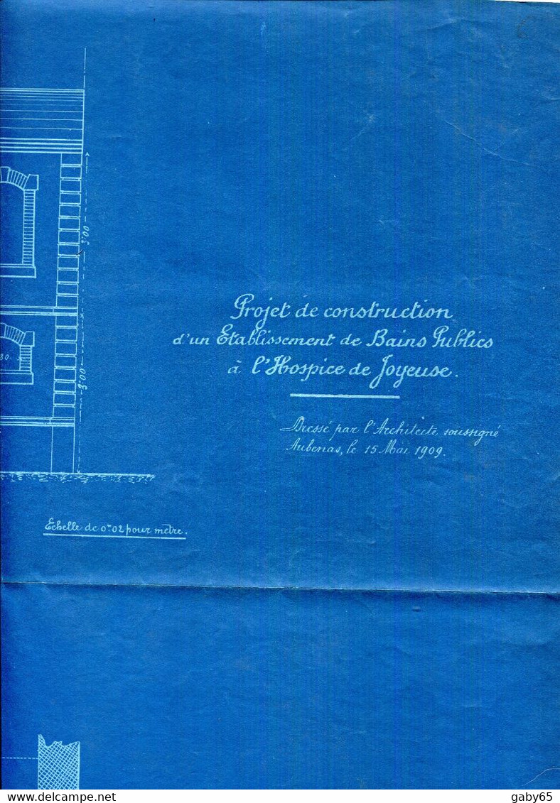 07.ARDECHE.JOYEUSE.PLAN D'UN PROJET DE CONSTRUCTION D'UN ETABLISSEMENT DE BAINS PUBLICS A L'HOSPICE. - Architectuur