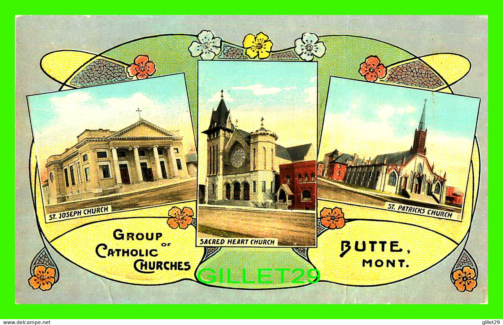 BUTTE, MT - GROUP OF 3 CATHOLIC CHURCHES - MULTIVUES - WRITTEN IN 1994 -  KEEFE BROS - - Butte