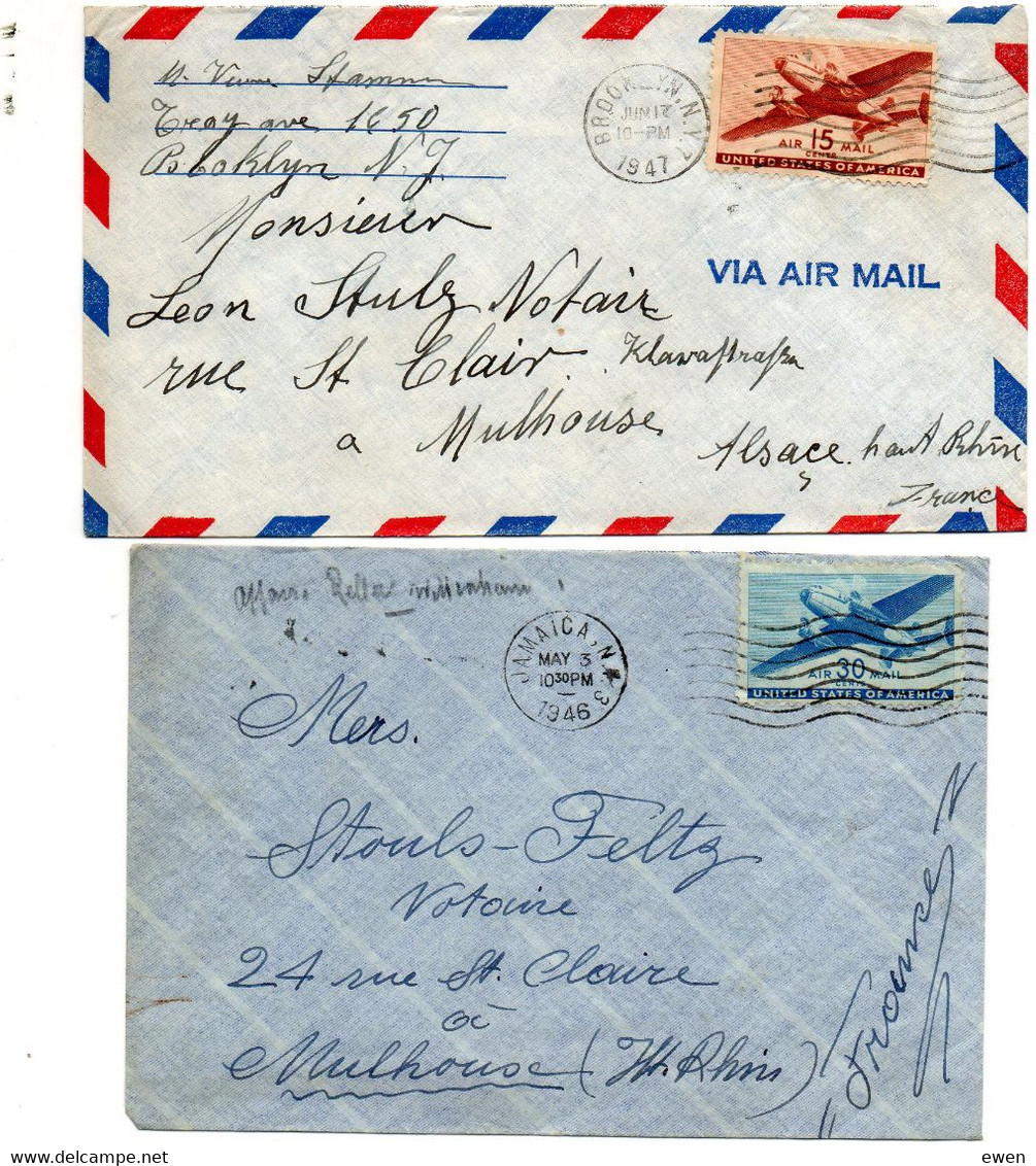 USA. 2 Enveloppes Cover 1946,1947. - Briefe U. Dokumente