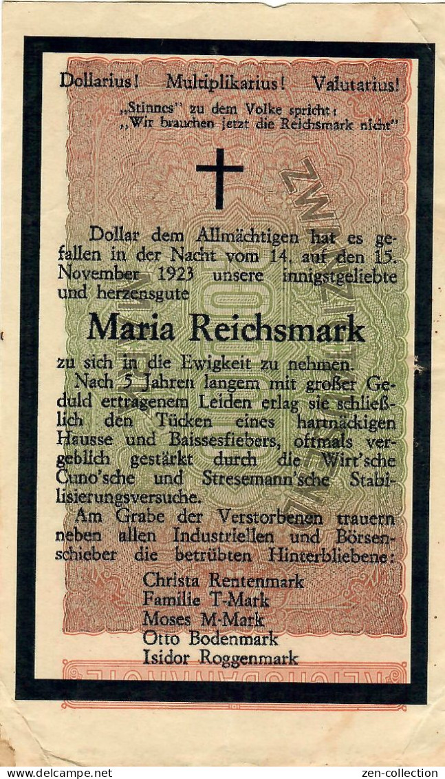 WW2 Germany Maria Reichsmark Propaganda FORGERY Overprint On Genuine 20,000 Mark 1923 Banknote VF- - Sonstige & Ohne Zuordnung