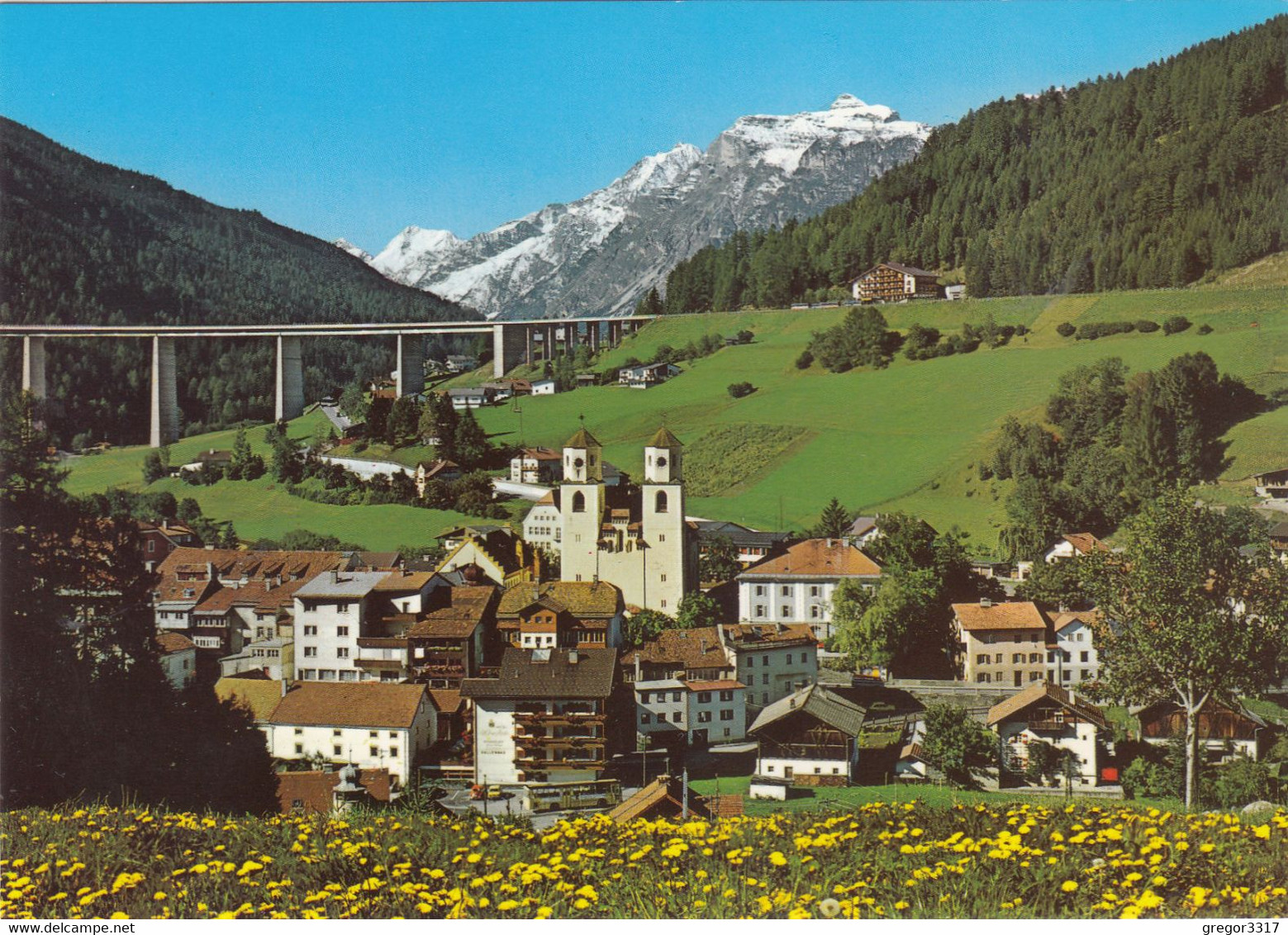 1333) 6150 STEINACH Am BRENNER - Häuser BUS  Blumenwiese Und Brücke Und KIRCHE TOP !! - Steinach Am Brenner