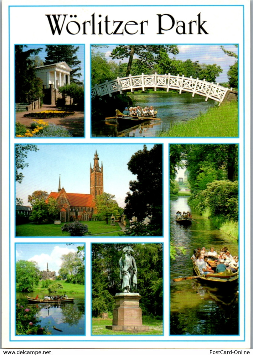 7296 - Deutschland - Wörlitz , Anhalt , Wörlitzer Park , Floratempel , Brücke , Wolfskanal , Mehrbildkarte - Nicht Gelau - Woerlitz