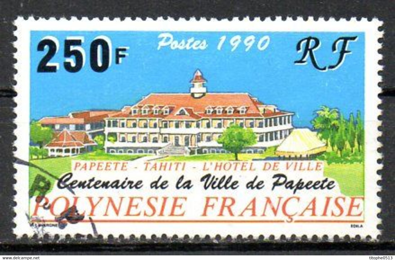 POLYNESIE. N°359 Oblitéré De 1990. Hôtel De Ville De Papeete. - Usati