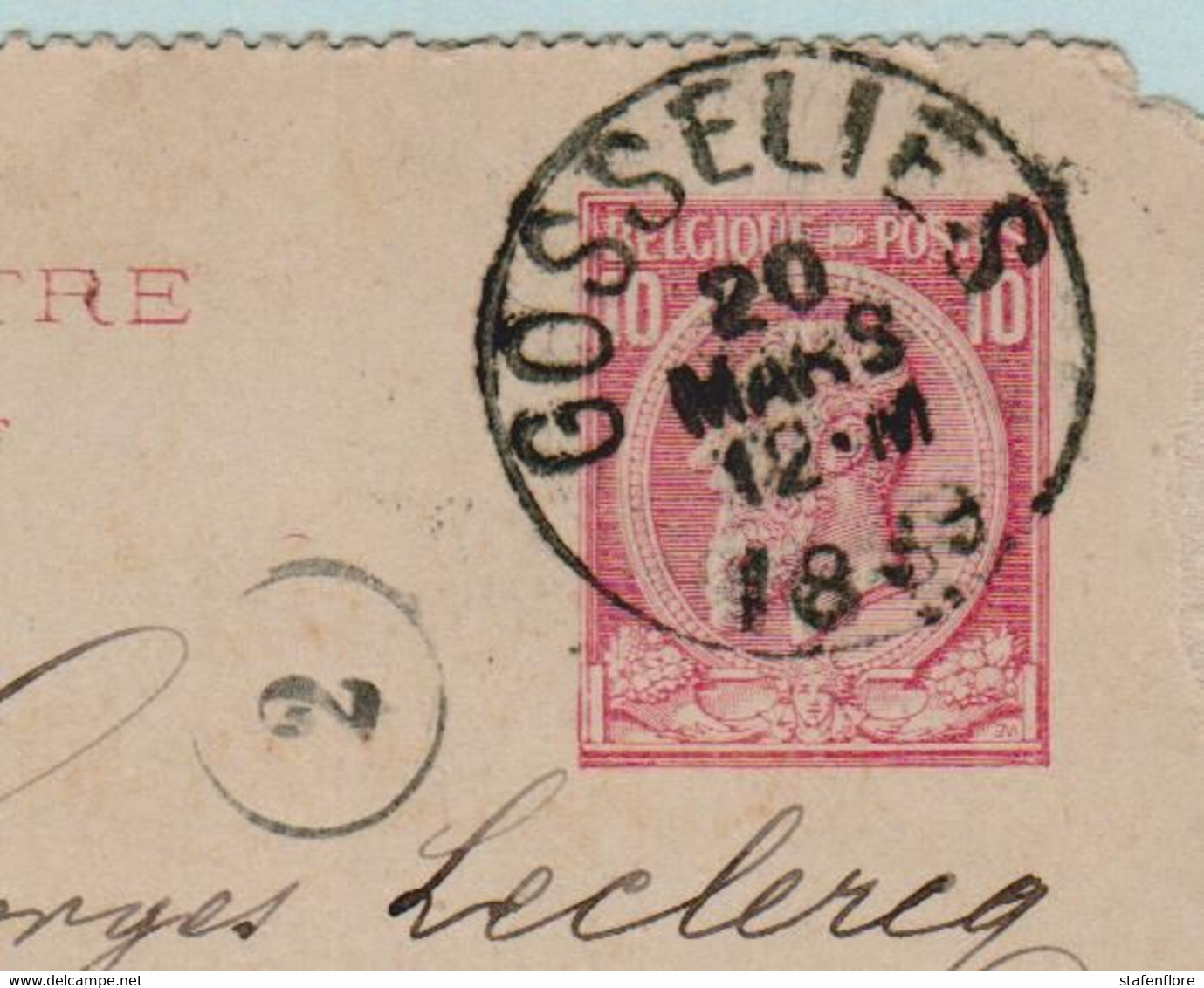 Kaartbrief, Carte Lettre De Gosselies Naar Mons (station) Entier 46 - Letter Covers