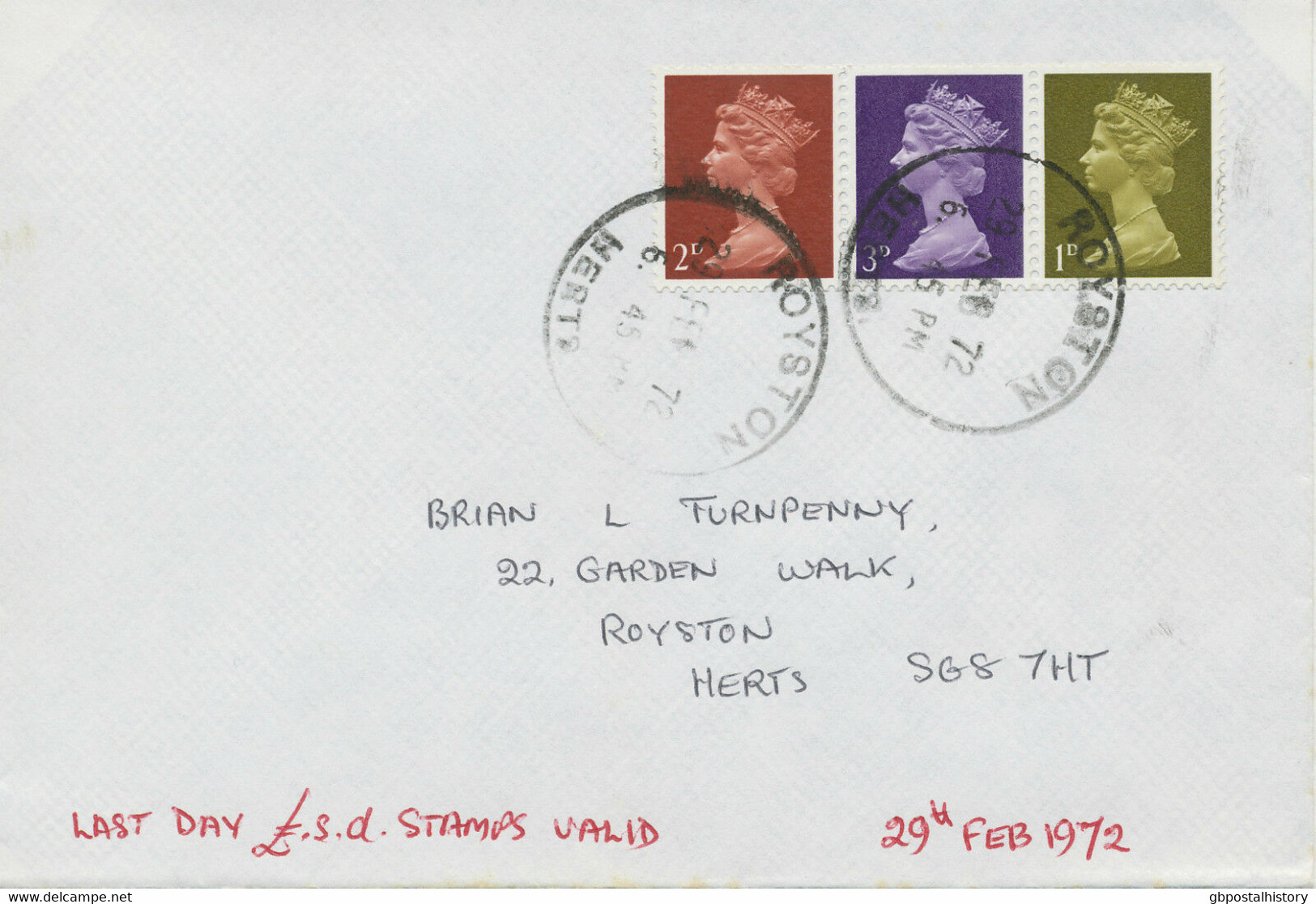 GB 1972 Machin Coilstrip 2D+3D+1D On Superb Last Day Cover RRR!!! - Machins