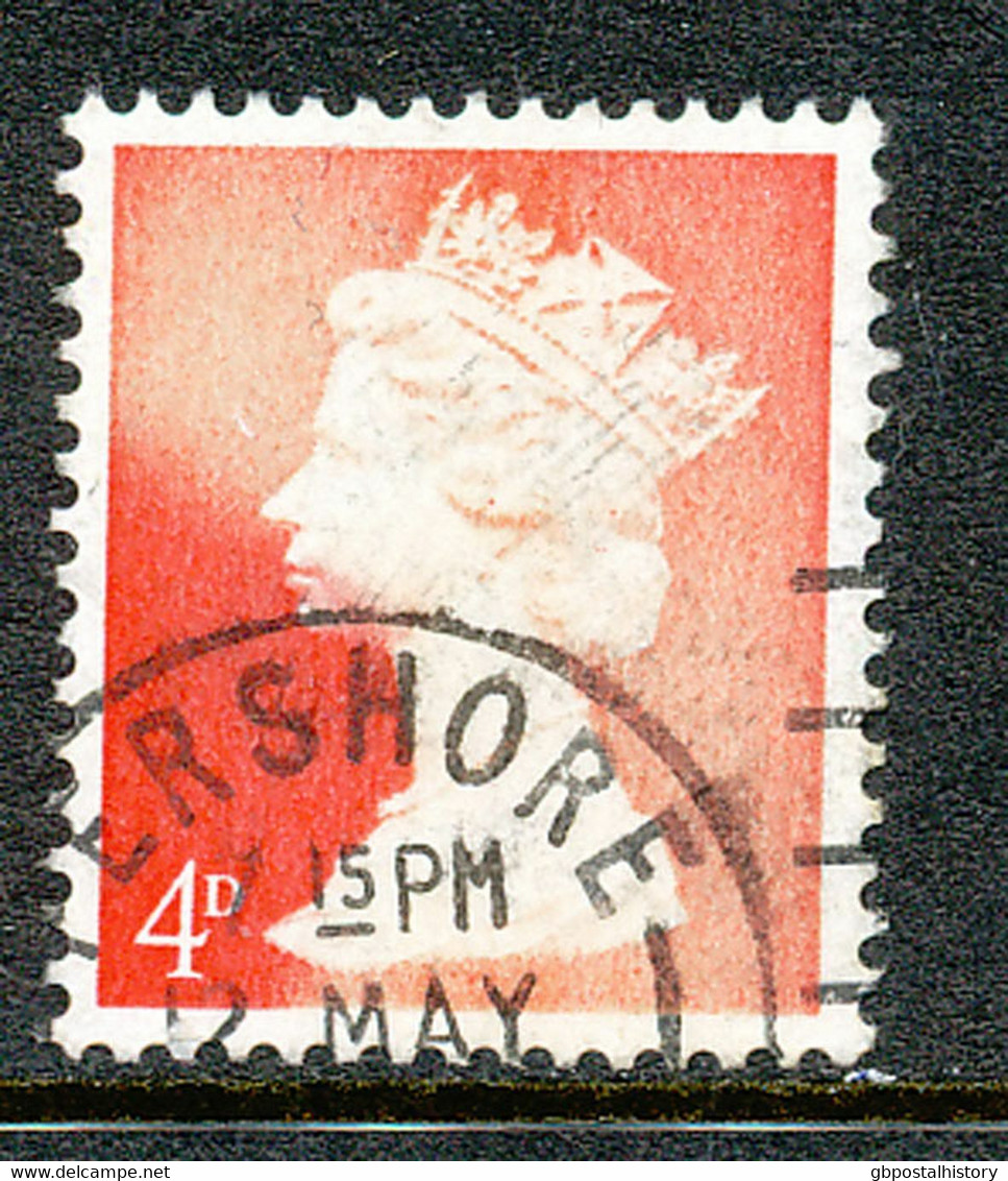 GB Machin 4 D. VFU MAJOR ERROR/VARIETY: COLOR VERMILION PARTLY MISSING - Machin-Ausgaben