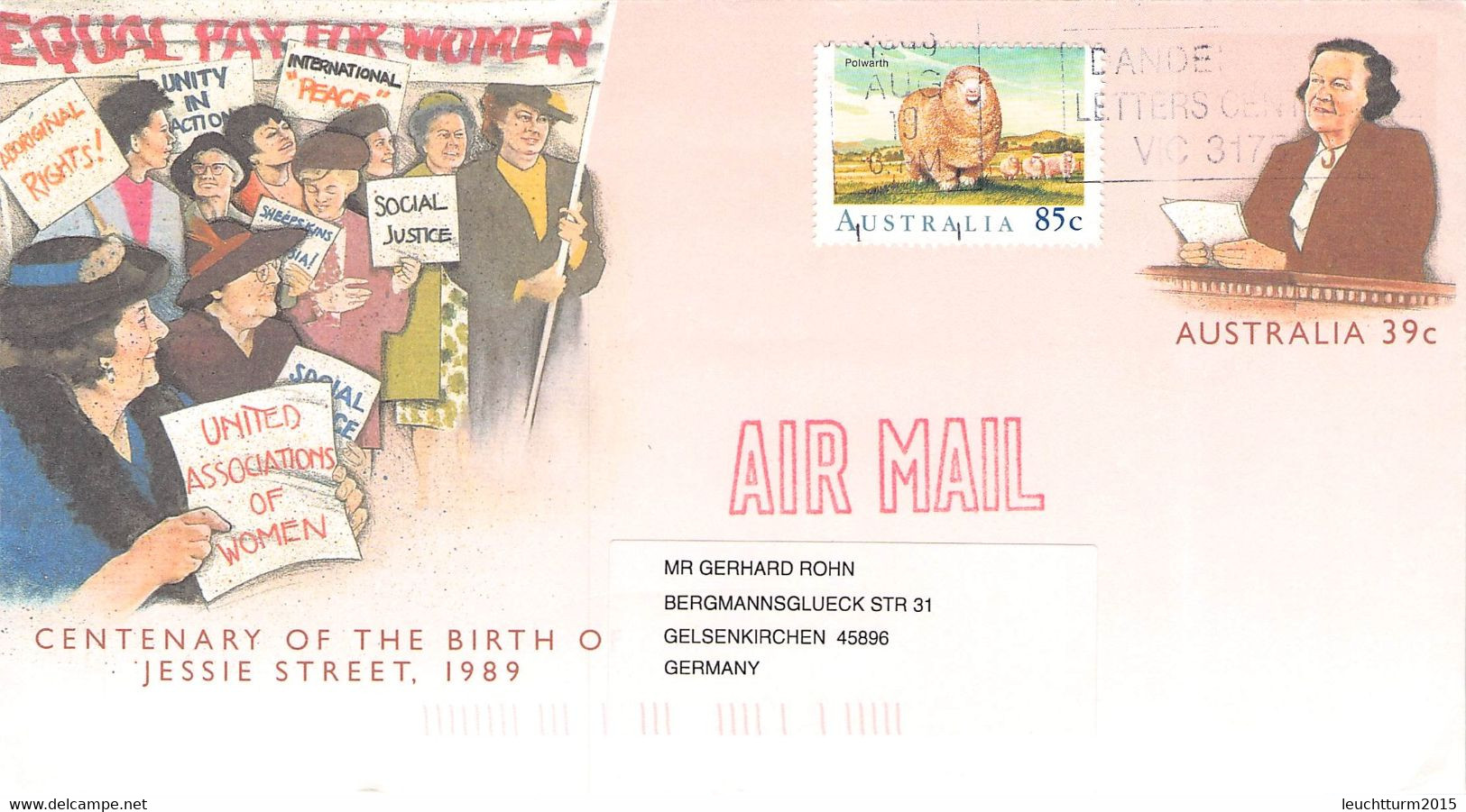 AUSTRALIA - Stationary ENVELOPE 39c JESSIE STREET 1989 /QD69 - Postwaardestukken