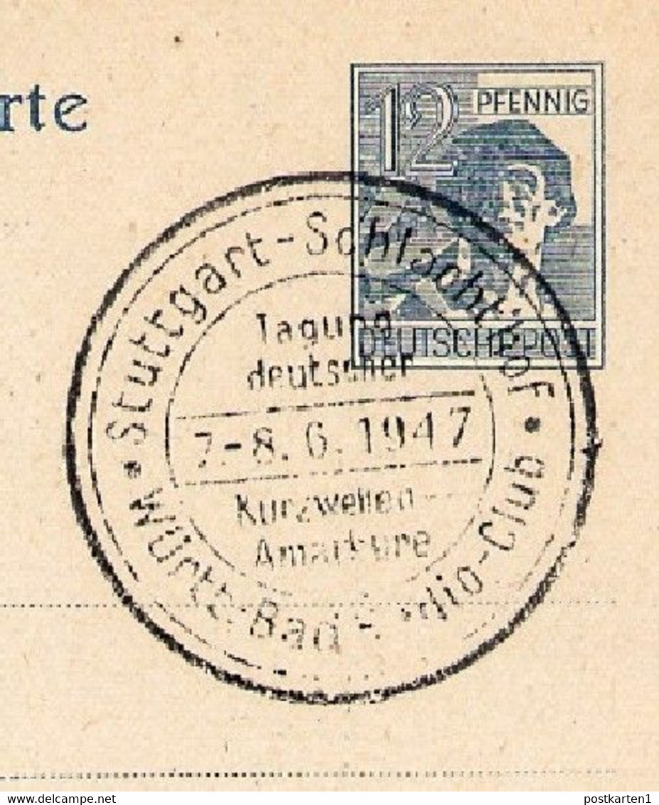 Kontrollrat P962 PF IV  PLATTENFEHLER  Sost. FUNK-AMATEURE  Stuttgart 1947 Kat. 45,00 € - Postal  Stationery