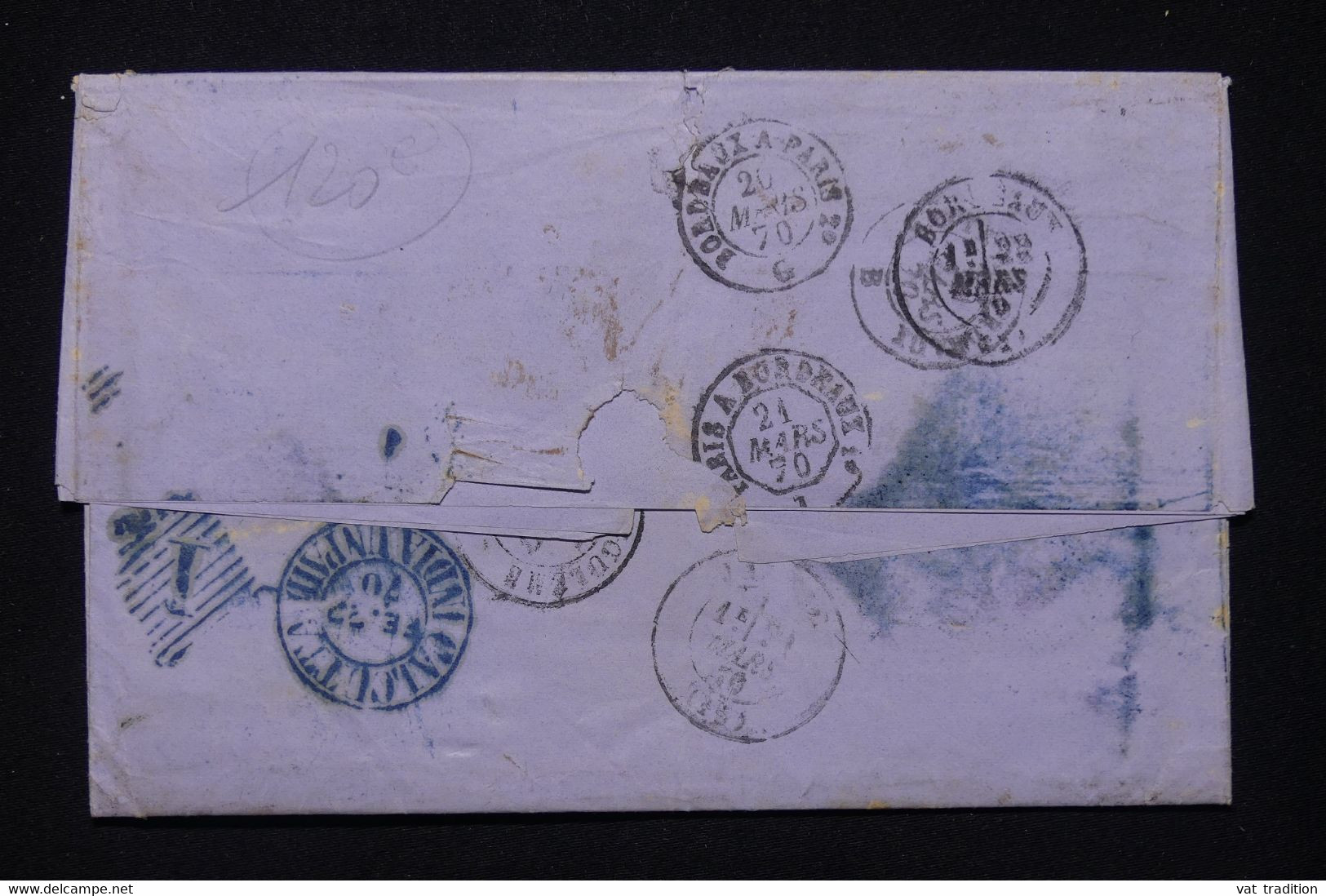 INDE ANGLAISE - Lettre De Calcutta Pour La France En 1870 , Voir Cachets Au Verso - L 90879 - 1858-79 Kronenkolonie