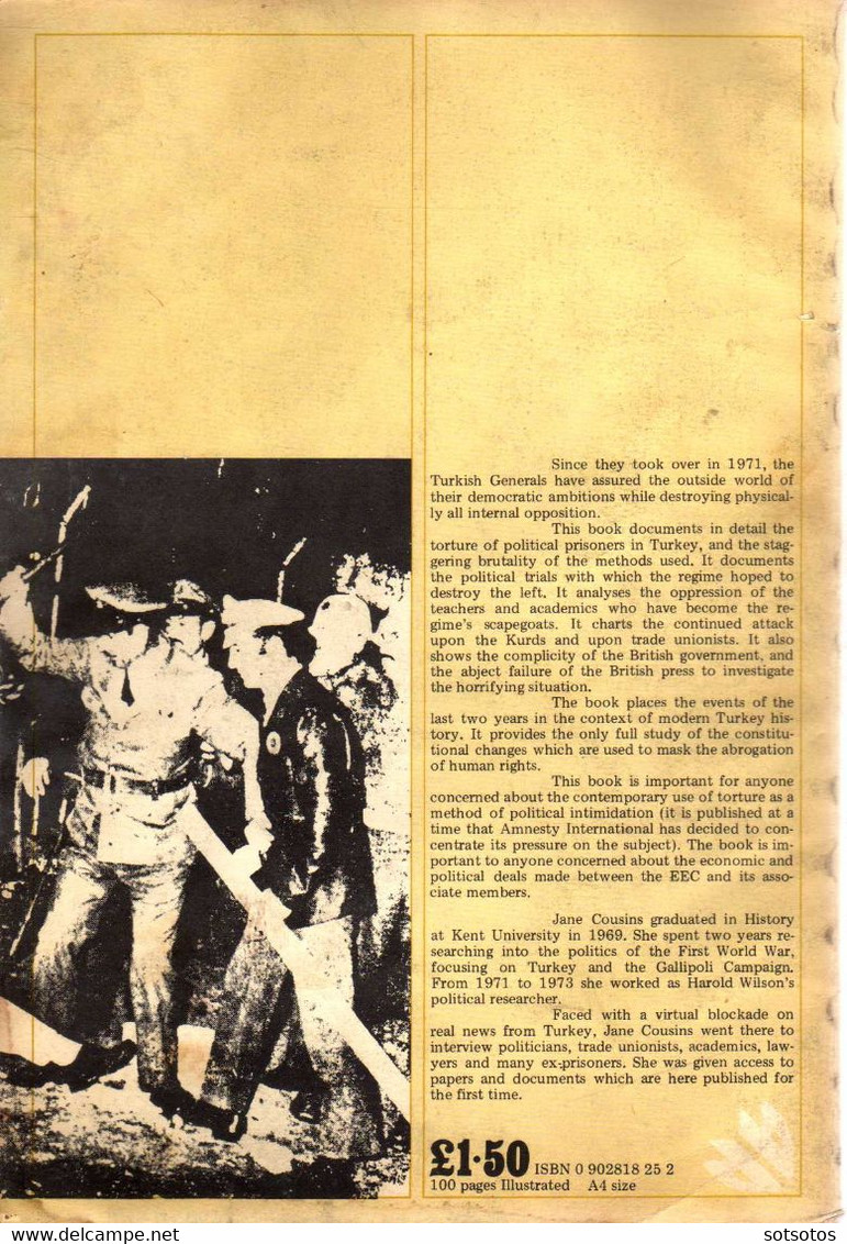 Jane Cousins: Turkey, Torture And Political Persecution – Pluto Press 1973 (1st Edition), Printed By Kensington Pres Bri - Azië