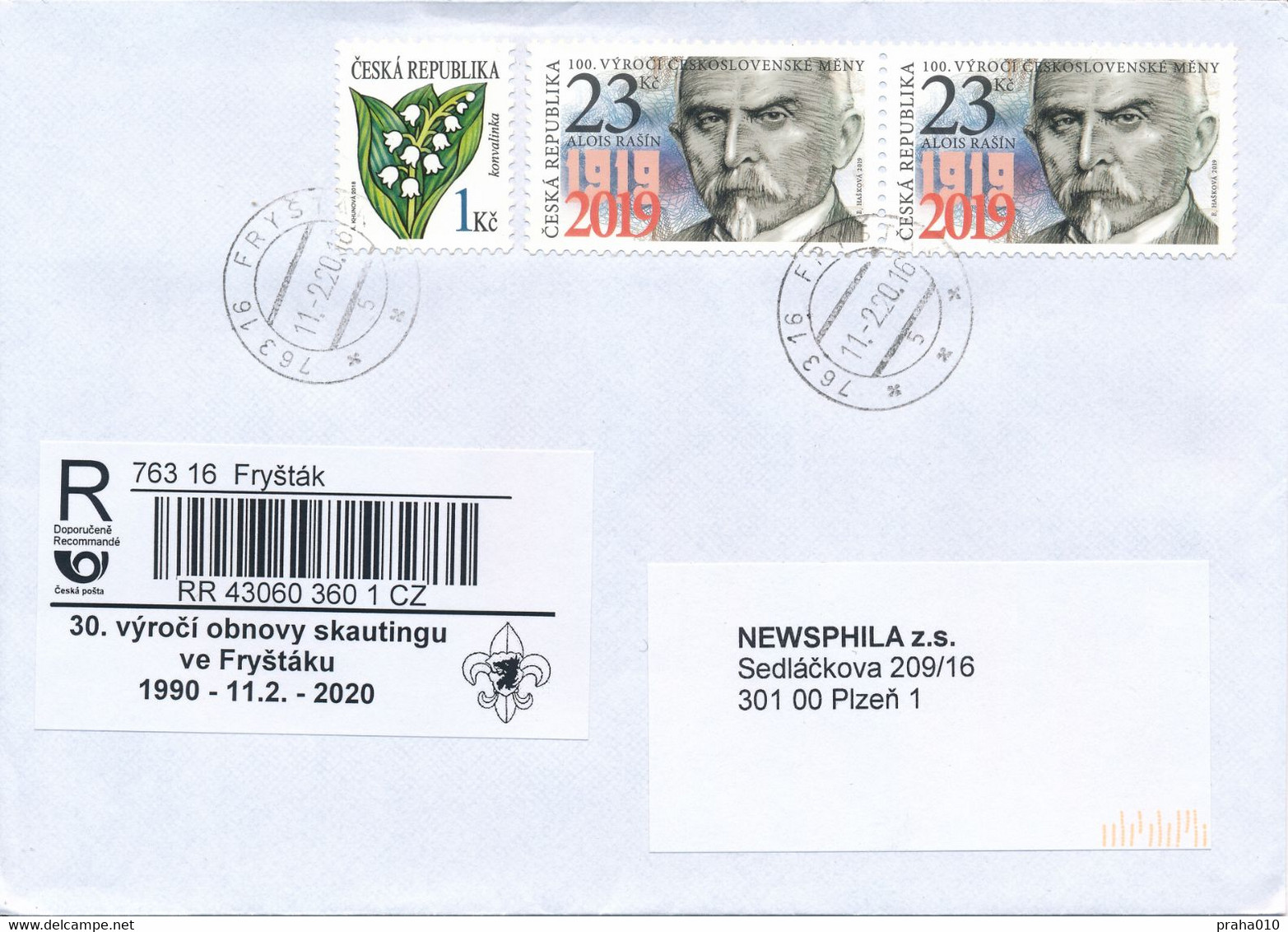 Czech Rep. / Comm. R-label (2020/05) Frystak: 30th Anniversary Of The Renewal Of Scouting In Frystak 1990-2020 (X0767) - Briefe U. Dokumente