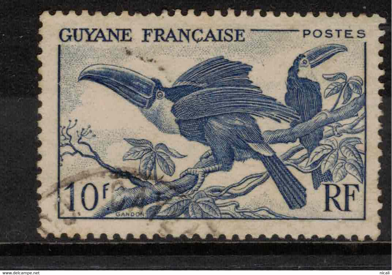 FRENCH GUIANA 1947 10f Blue SG 236 U #VU20 - Autres & Non Classés