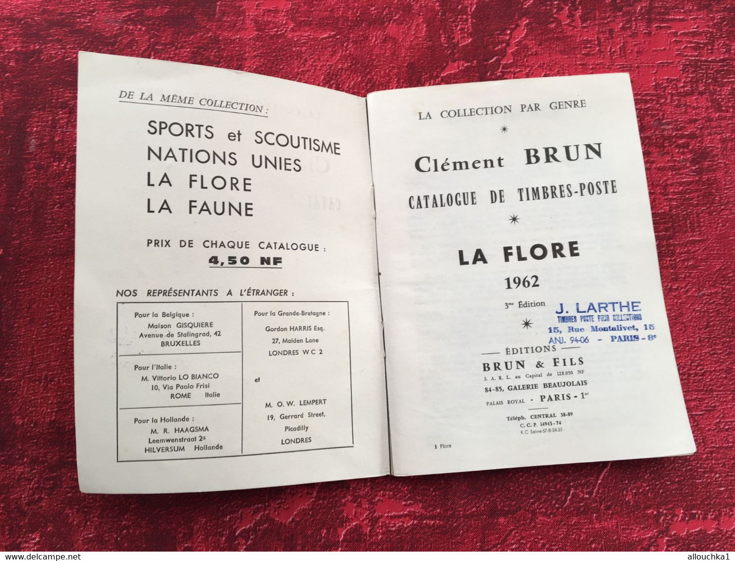 THÈME LA FLORE 1962 ✔Collection Par Genre Catalogue De Cotation C. Brun-☛Timbres-Poste Matériel Thématique Fleurs Flower - Motivkataloge