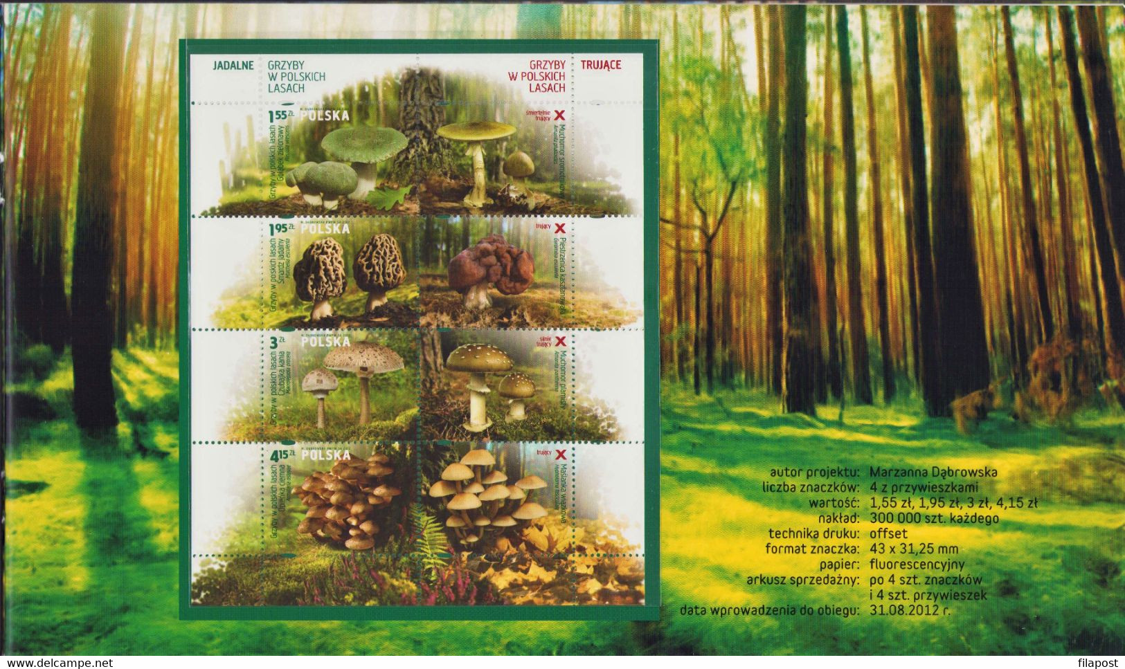 POLAND 2012 Booklet / Edible And Poisonous Mushrooms In Polish Forests / Full Sheet MNH** - Carnets