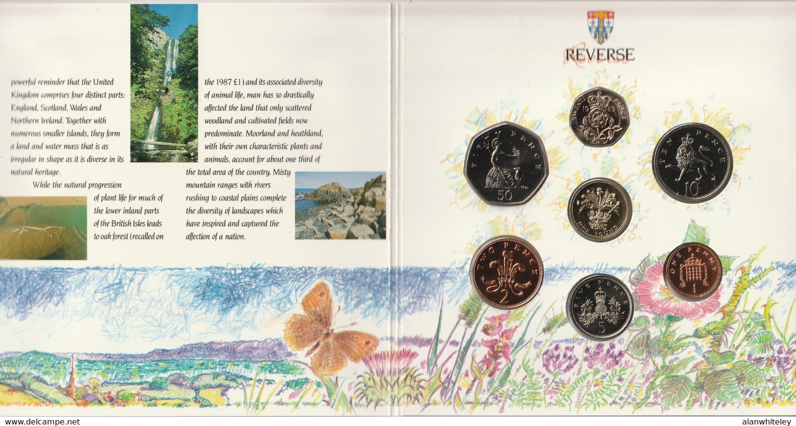 GREAT BRITAIN 1989 Annual Coin Collection: Set Of 7 Coins (in Pack) BRILLIANT UNCIRCULATED - Mint Sets & Proof Sets