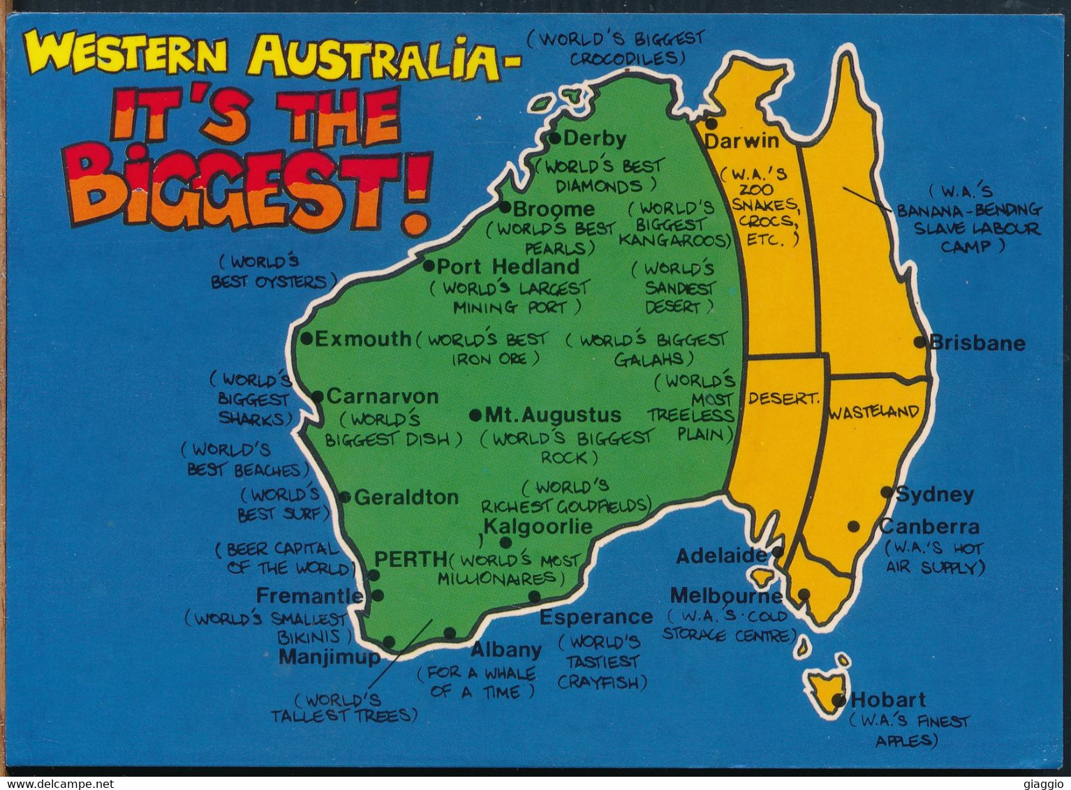 °°° 24980 - WESTERN AUSTRALIA - IT'S THE BIGGEST - 1996 With Stamps °°° - Autres & Non Classés