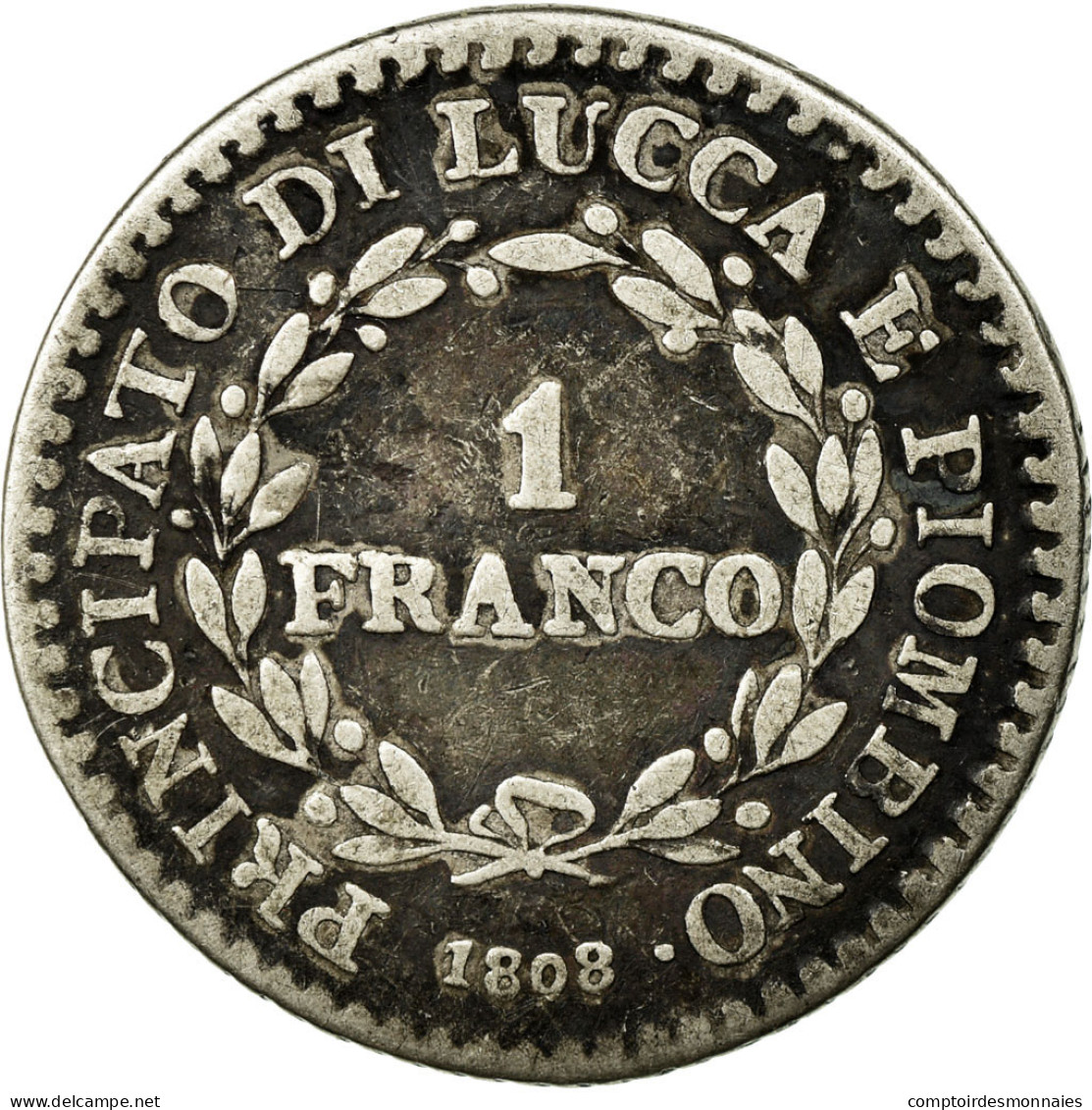 Monnaie, États Italiens, LUCCA, Franco, 1808, TB, Argent, KM:23 - Lucca