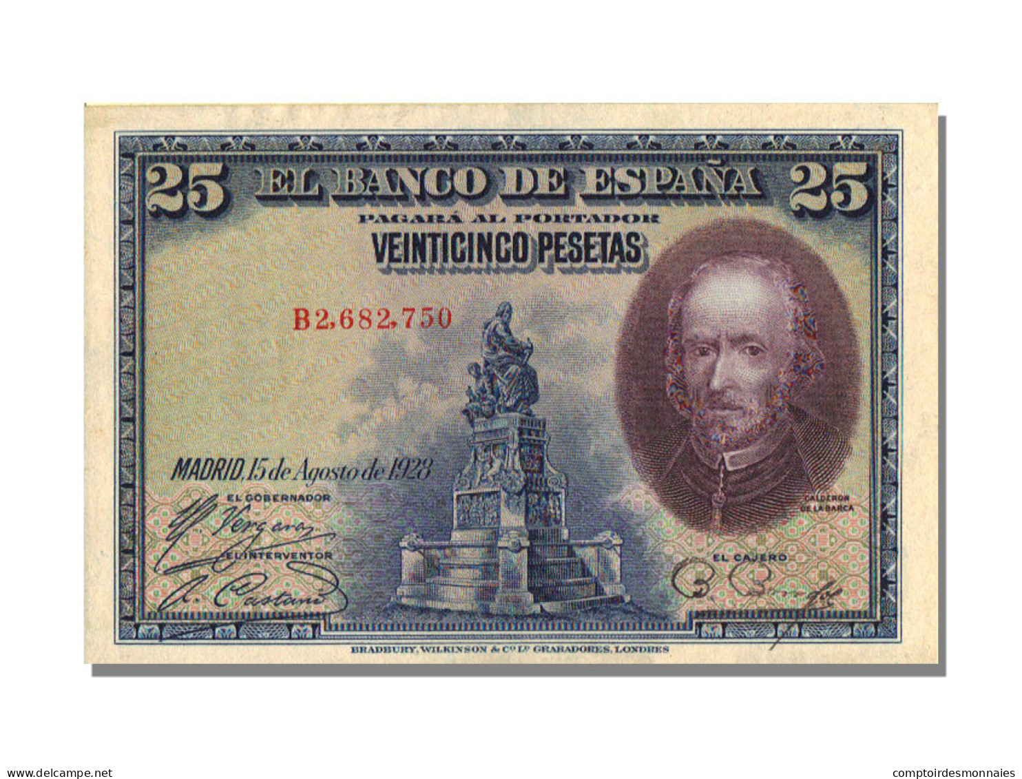 Billet, Espagne, 25 Pesetas, 1928, 1928-08-15, KM:74b, SUP - 1-2-5-25 Pesetas