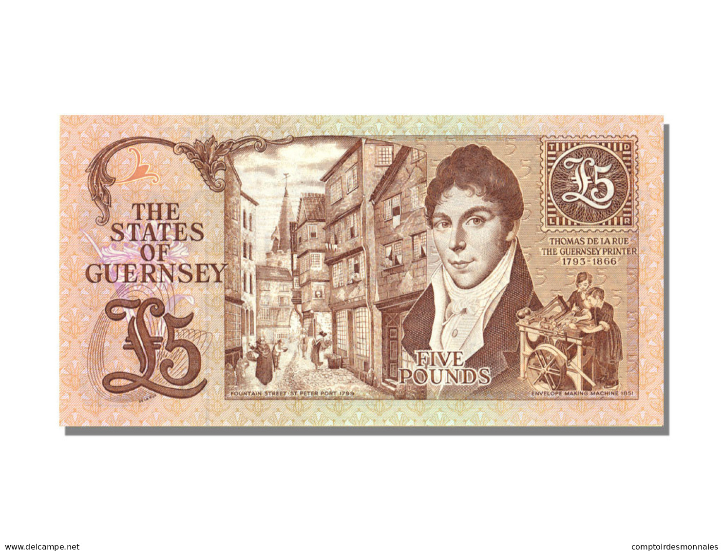 Billet, Guernsey, 5 Pounds, KM:53a, NEUF - Guernsey